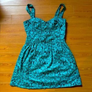 Free People Teal and Black Mini Dress